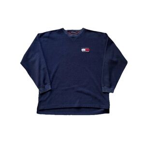 VTG Tommy Hilfiger Mens Blue Pullover Sweater Size Large 90s